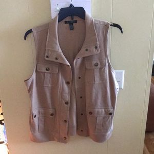 Tan women’s Ralph Lauren cotton vest.